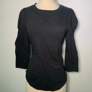 We the Free 100% cotton Women's Black Top casual balloon sleeves raw hem